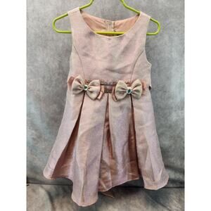 Rare Editions Girls‎ Holiday Dress Dusty Pink Gold Iridescent Size 4T EUC